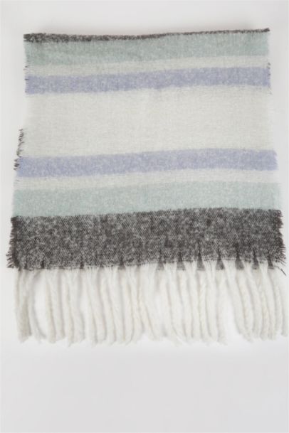 Kadın Yumuşak Dokulu Renk Bloklu Atkı