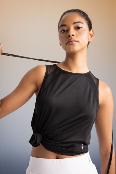 Long Fit Crew Neck Sleeveless Tank Top