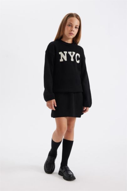 Siyah Basic Düz Okul Şort Triko Etek Kız Çocuk