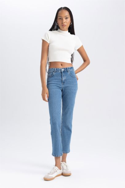 Slim Fit High Waist Ankle Length Jeans
