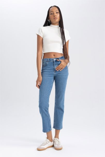 Slim Fit High Waist Ankle Length Jeans