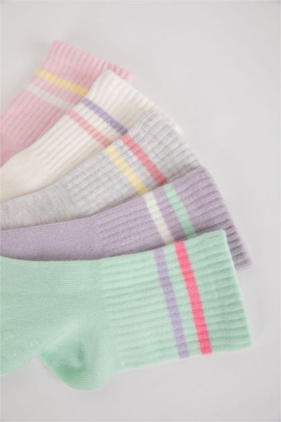 جوارب طويلة قطن بناتي - 5 قطع