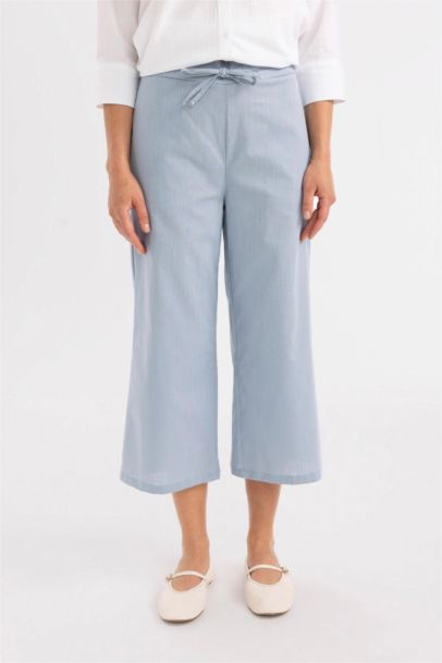 Wide Leg Linen Look Capri