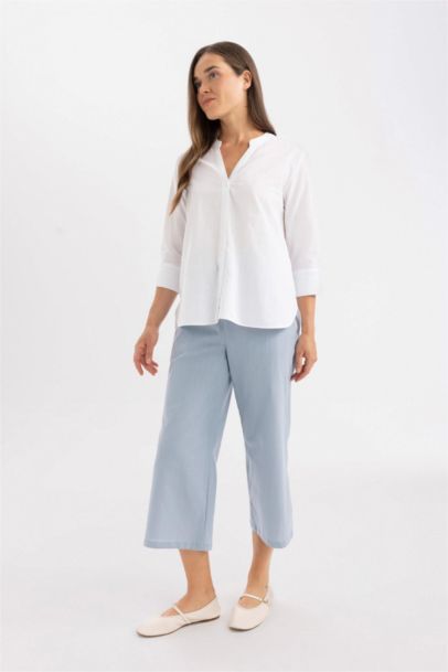 Wide Leg Linen Look Capri