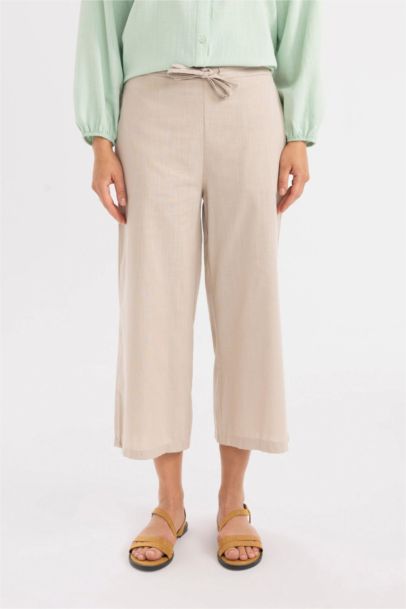 Wide Leg Linen Look Capri
