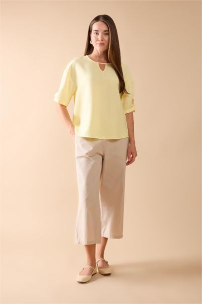 Wide Leg Linen Look Capri