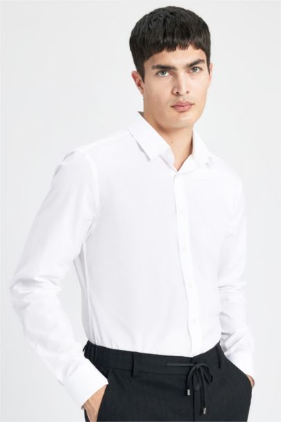 Slim Fit Italian Collar Non Iron Long Sleeve Shirt