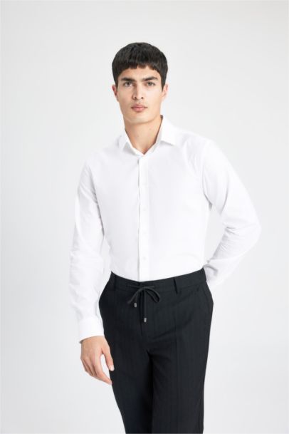 Slim Fit Italian Collar Non Iron Long Sleeve Shirt