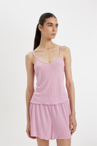 Ensemble de Pyjamas Coton coupe régulière à Bretelles et Short