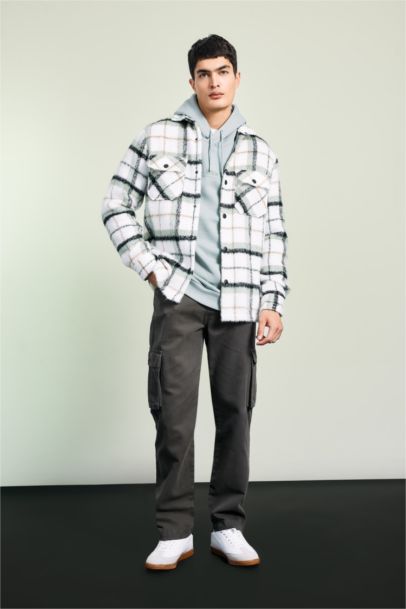 جاكيت قميص كاروهات بقصة عادية بياخة بولو