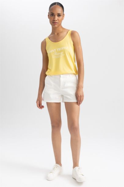 Regular Fit Slogan Crew Neck Sleeveless Tank Top