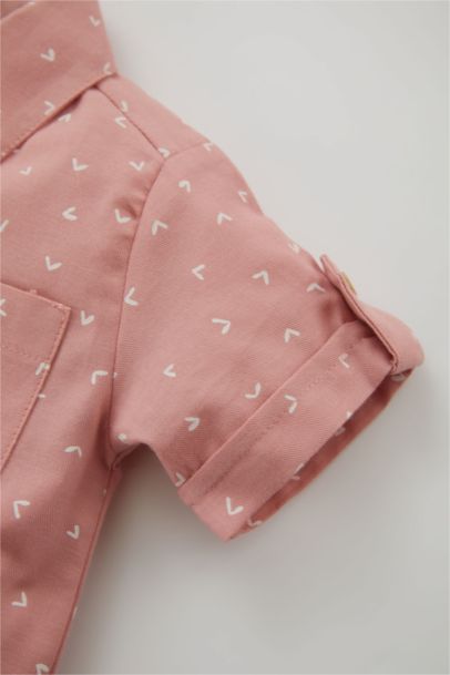 Chemises à manches courtes Popeline Col De Chemise Manche Courte Géométrique