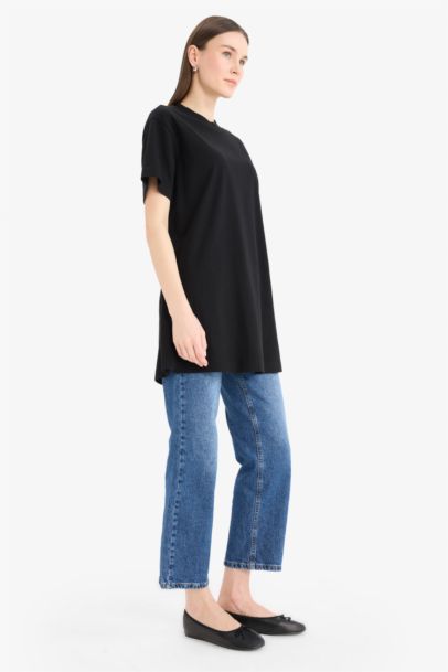 Regular Fit Crew Neck Short Sleeve Tunic