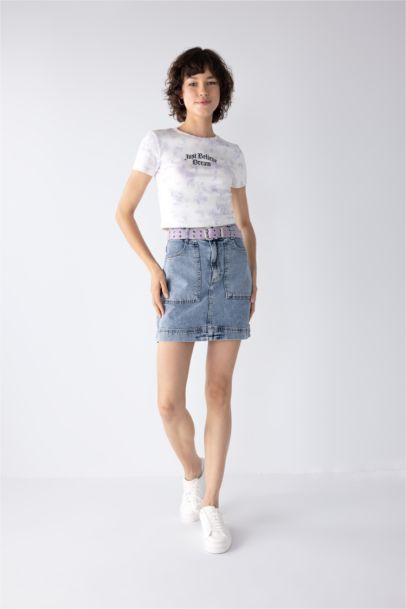 تيشيرت نص ردن سليم فيت بطبعة شعار