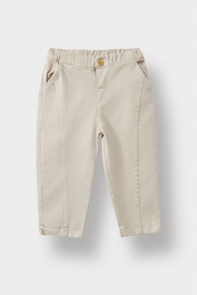 Pantalon droit en gabardine à taille élastique pour bébé garçon
