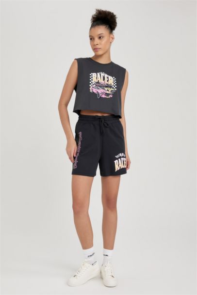 كروب توب قطن قصة فضفاضة مطبوع