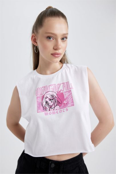 كروب توب قطن قصة فضفاضة مطبوع