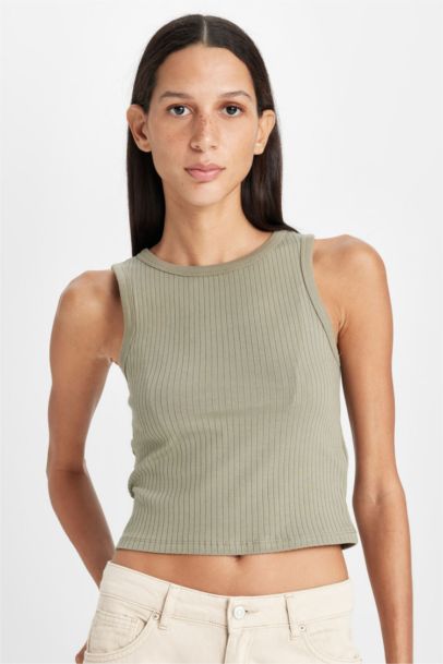 Slim Fit Halter Neck Corduroy Tank Top
