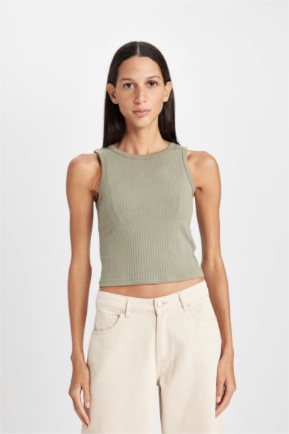 Slim Fit Halter Neck Corduroy Tank Top