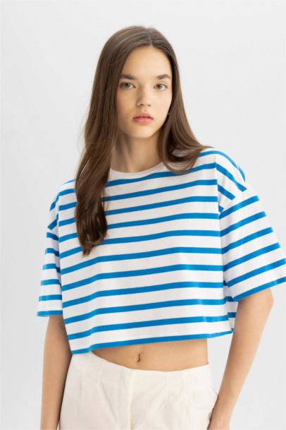 Fitted Striped Short Sleeve T-Shirt