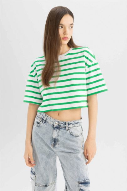 Fitted Striped Short Sleeve T-Shirt