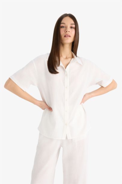 Oversize Fit Basic White Shirt