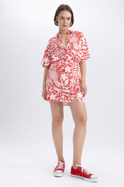 Tropical Patterned Mini Skirt