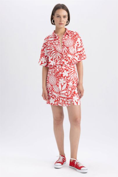 Tropical Patterned Mini Skirt