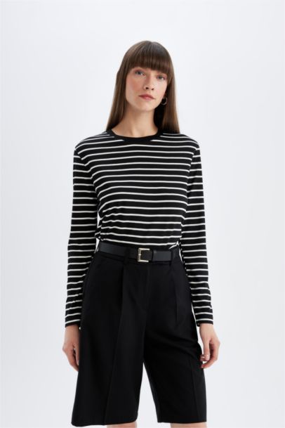 Regular Fit Crew Neck Striped Casual T-Shirt