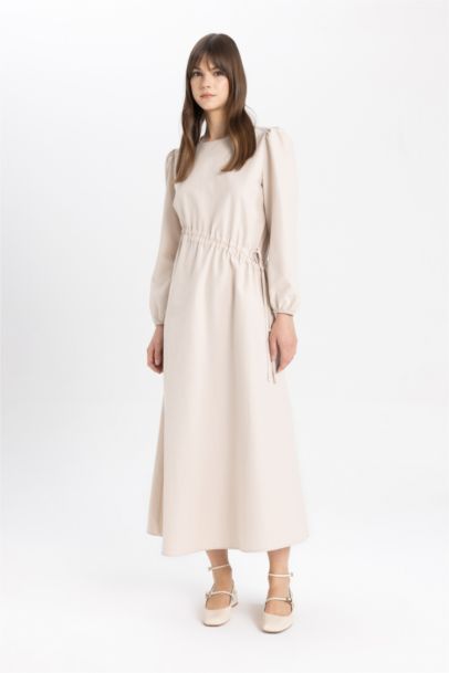 Regular Fit Crew Neck Poplin Dress