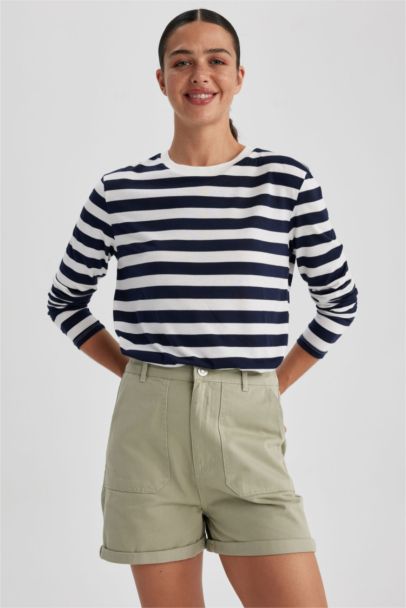 Regular Fit Crew Neck Striped Long Sleeve T-Shirt