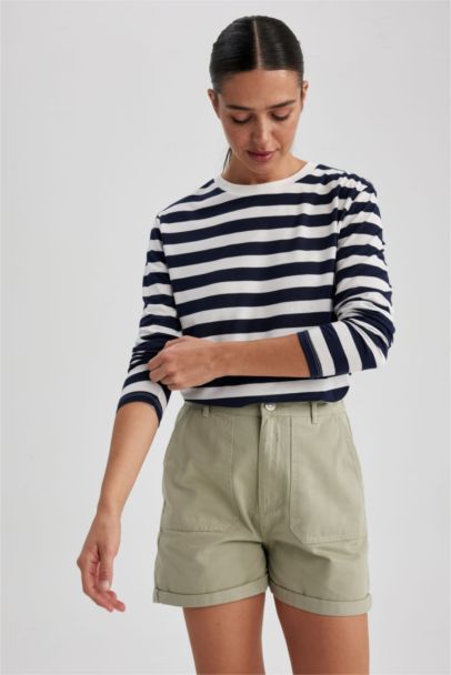 Regular Fit Crew Neck Striped Long Sleeve T-Shirt