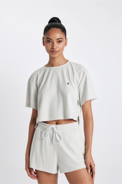 DeFactoFit Standard Fit Straight Leg Ribbed Shorts