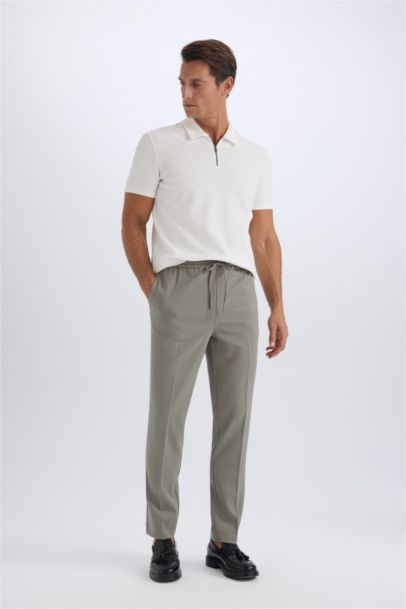 Yazlık Kumaş Jogger Pantolon Beli Bağcıklı Lastikli Düz Paça Cepli Her Yöne Esneyen