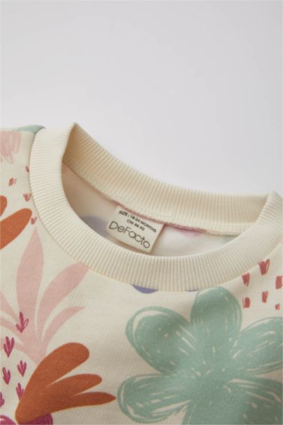 Baby Girl Patterned Long Sleeve Sweatshirt Sweatpants 2 Piece Set