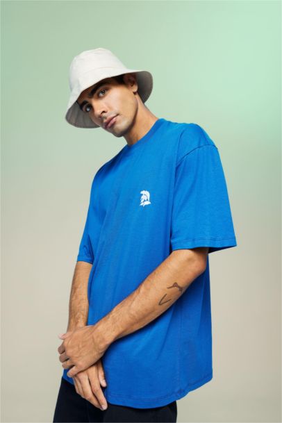 Oversize Fit Crew Neck Back Printed T-Shirt