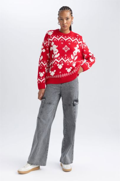 Disney Mickey & Minnie Christmas Themed Knit Pullover