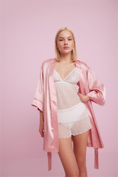 Bridal Dantel Beyaz Askılı Pijama Üstü