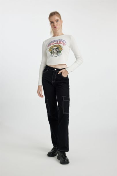 Straight Fit Cargo Gabardine Trousers