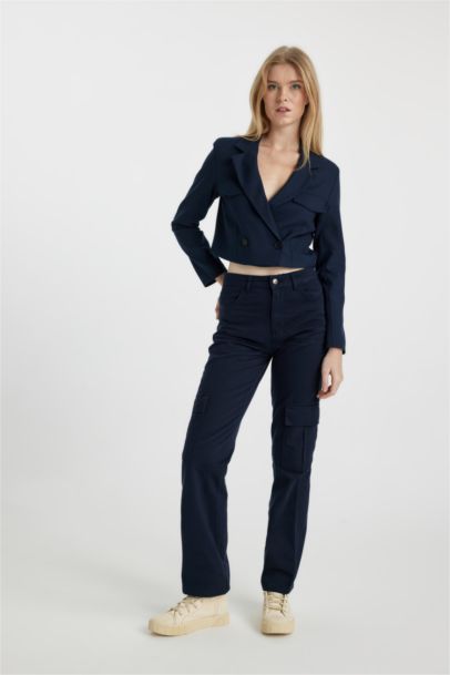 Straight Fit Cargo Gabardine Trousers