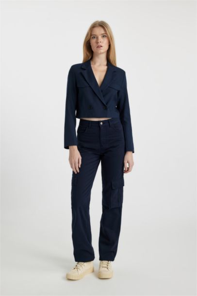 Straight Fit Cargo Gabardine Trousers