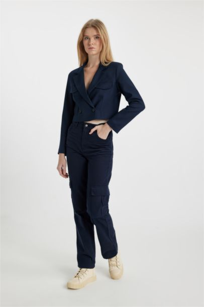 Straight Fit Cargo Gabardine Trousers