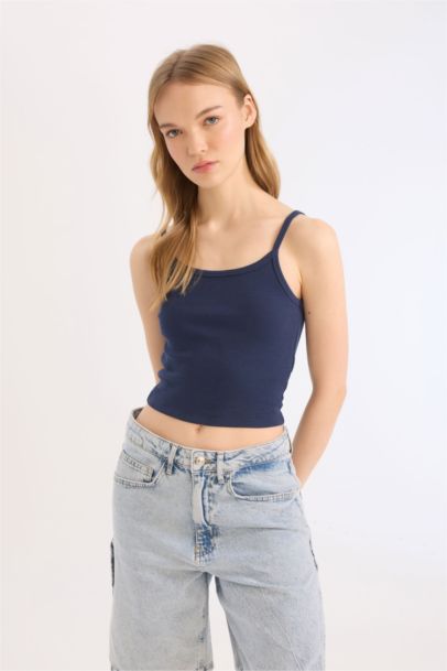 Fitted Vücuda Oturan Fitilli Kaşkorse Basic Düz Atlet