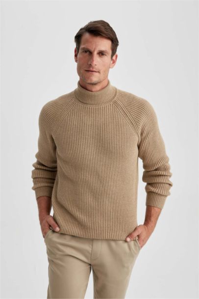Standard Fit Turtleneck Knitted Pullover