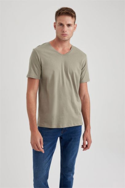 تي شيرت قطن سليم فيت بياخة V