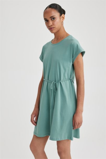 A-Line Crew Neck Cotton Dress