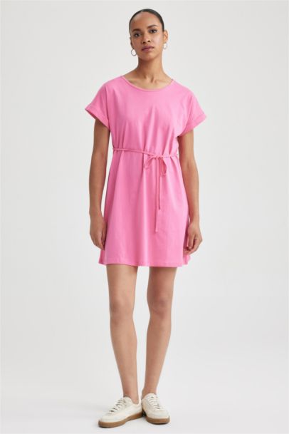 A-Line Crew Neck Cotton Dress