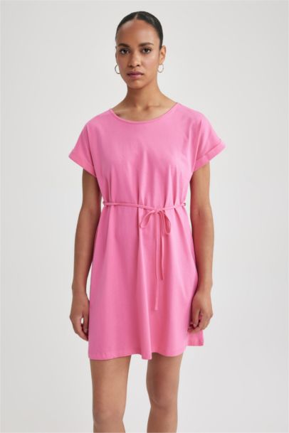 A-Line Crew Neck Cotton Dress