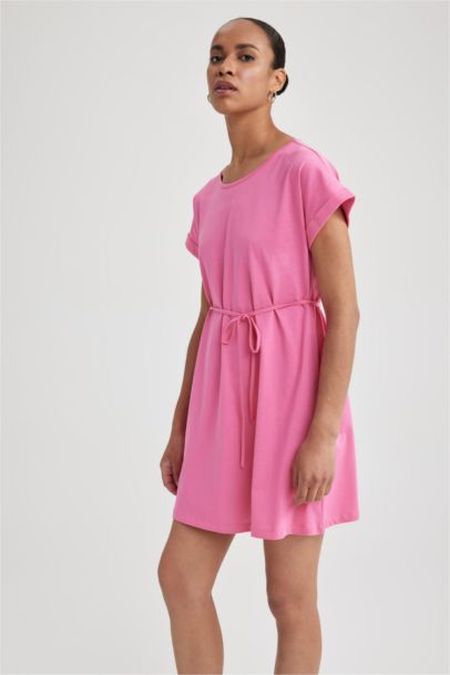A-Line Crew Neck Cotton Dress