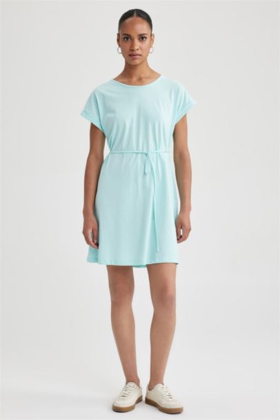 A-Line Crew Neck Cotton Dress